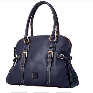 Domed Buckle Satchel NAVY Leather.